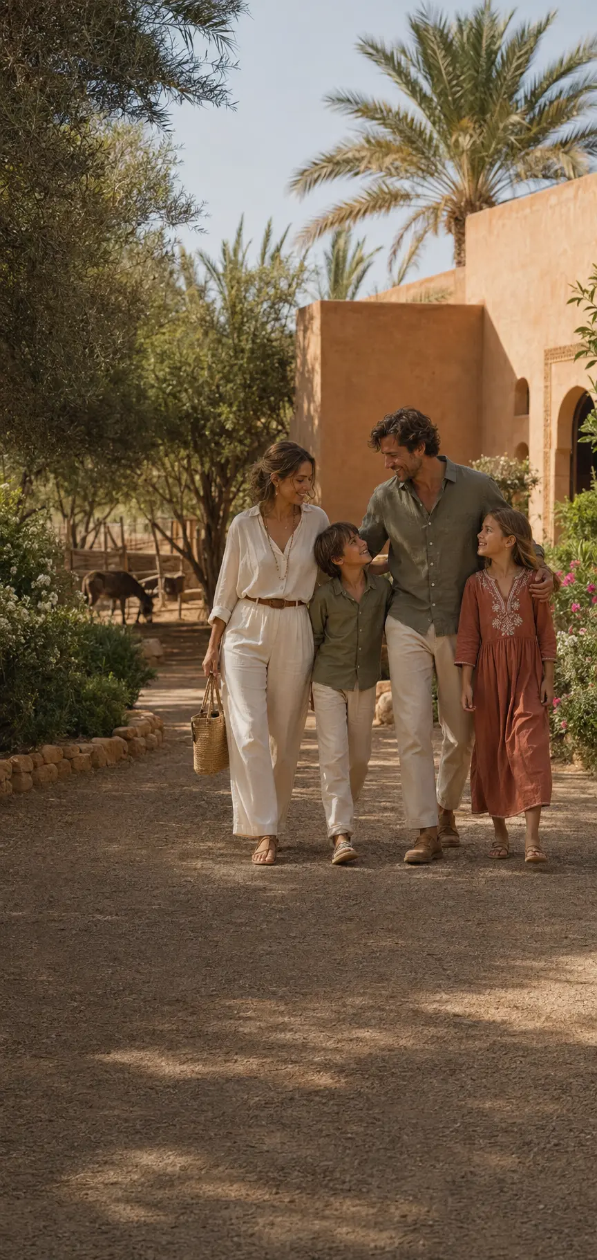 Famille en visite privée à la Secret Family Farm